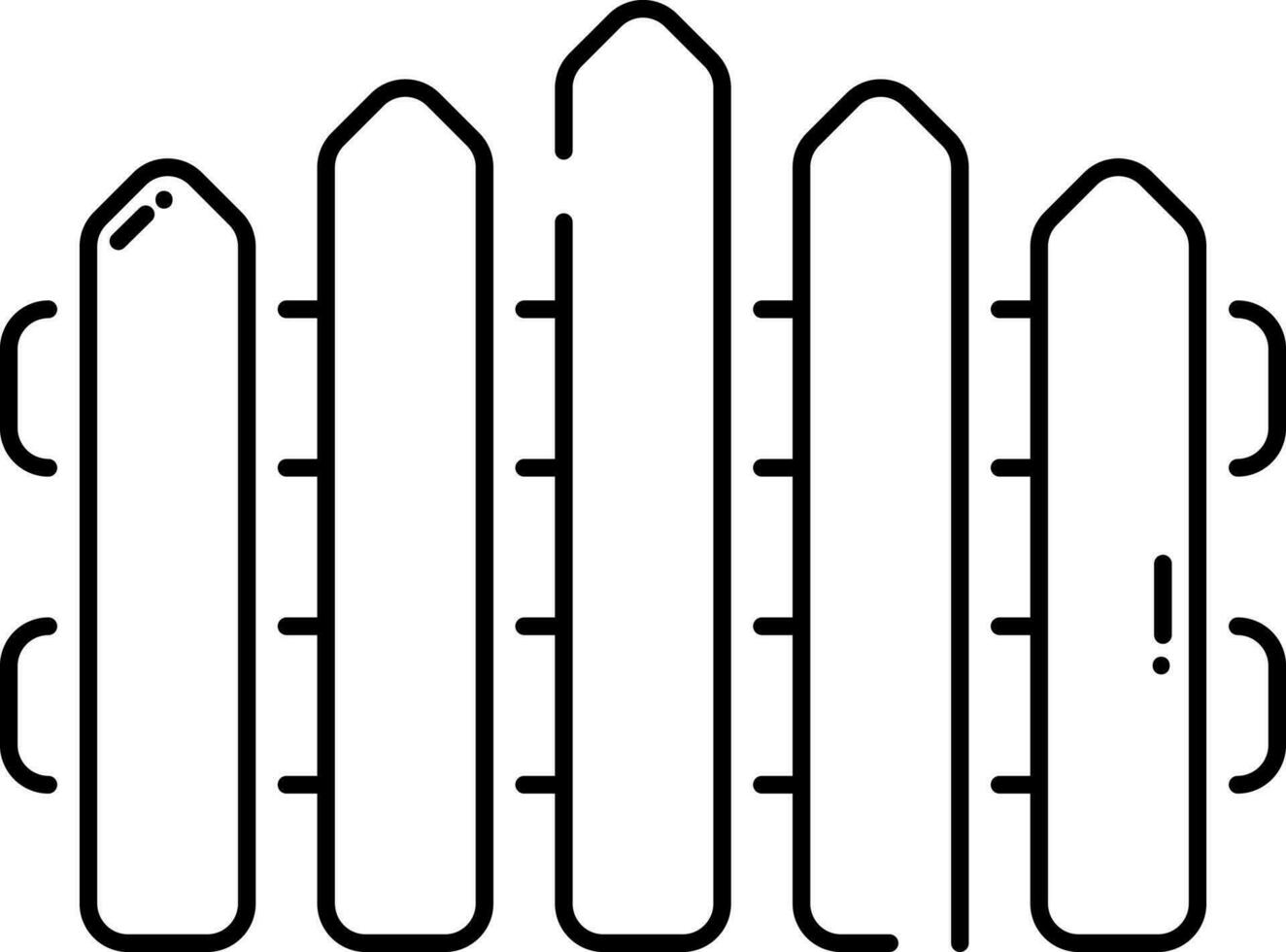 Sharp Fence Icon In Black Outline. vector