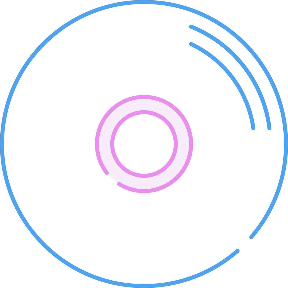Pink And Blue Compact Disc Line Art Icon. vector