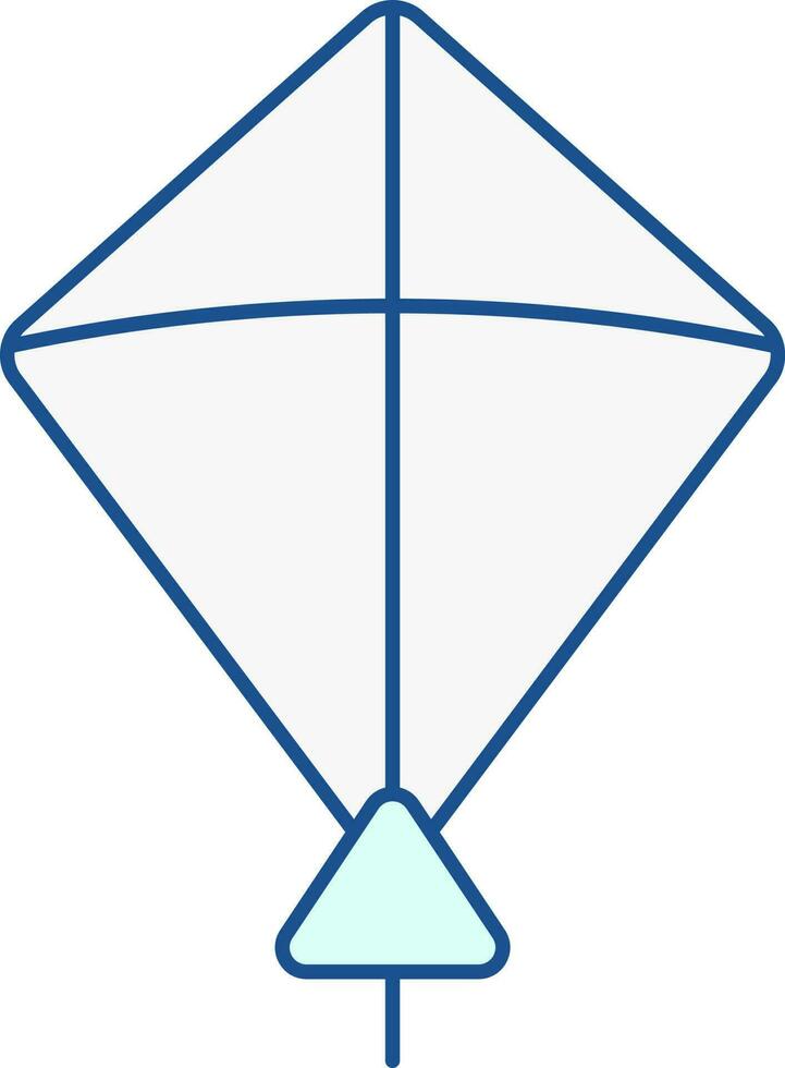 Blue And White Kite Icon In Flat Style. vector