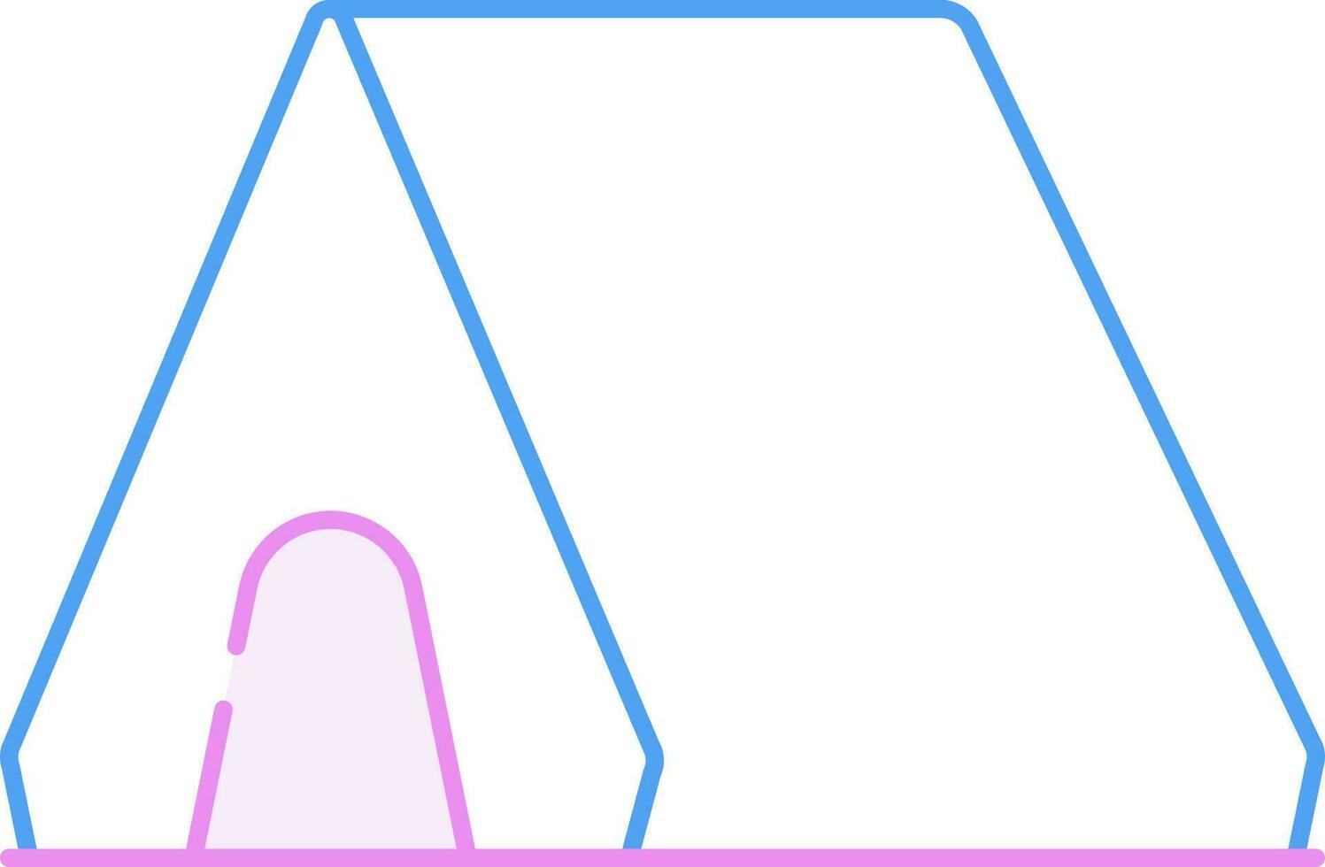 Blue And Pink Line Art Illustration Of Tent Icon. vector