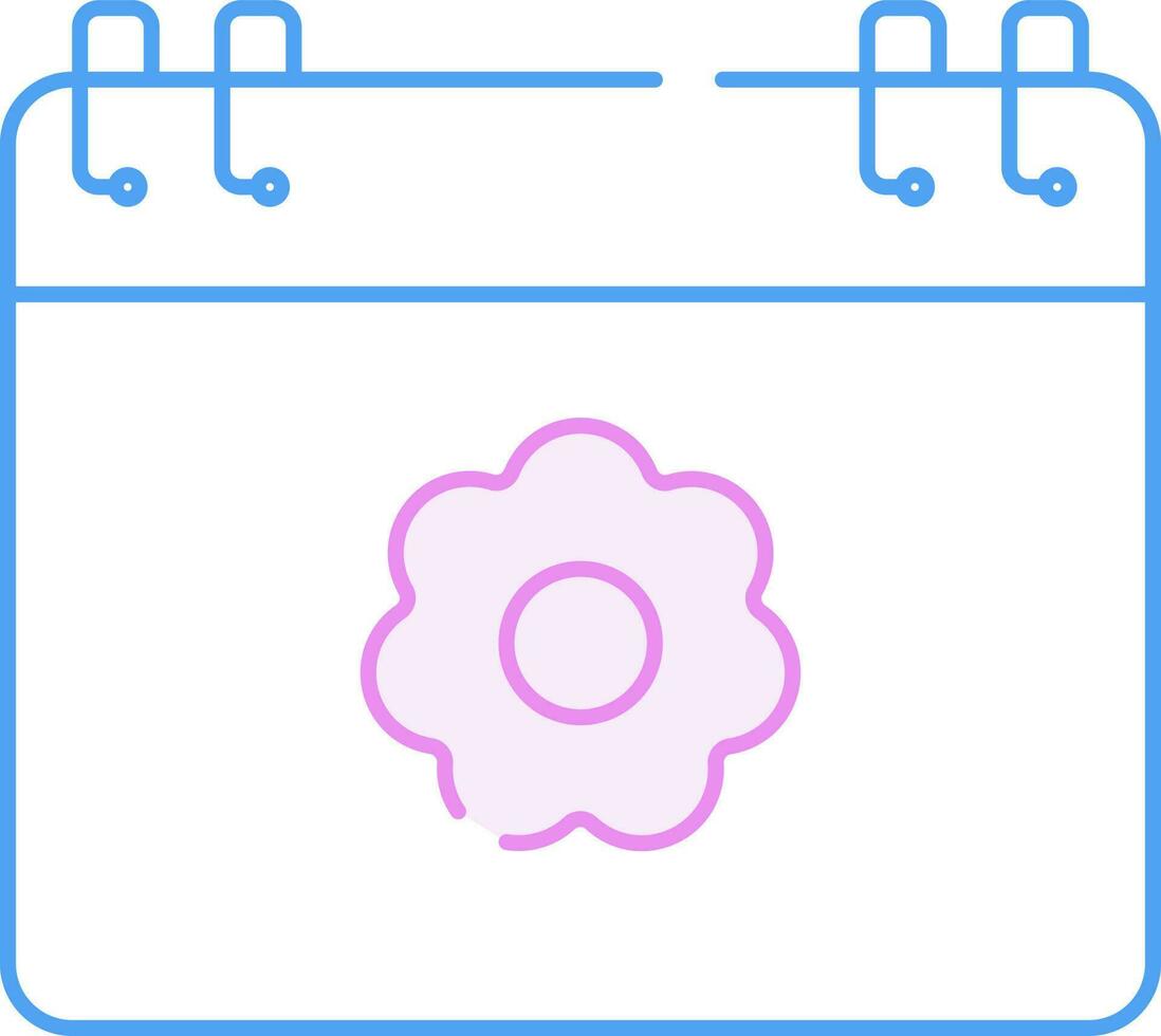 Pink And Blue Flower Calendar Thin Line Art Icon. vector