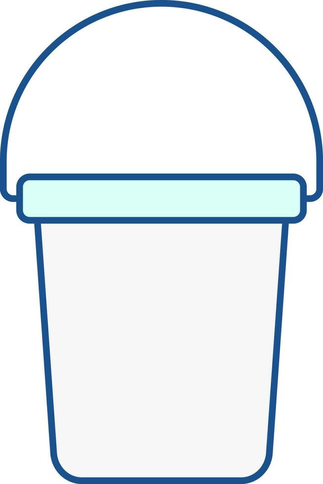 Turquoise And White Illustration Of Bucket Icon. vector