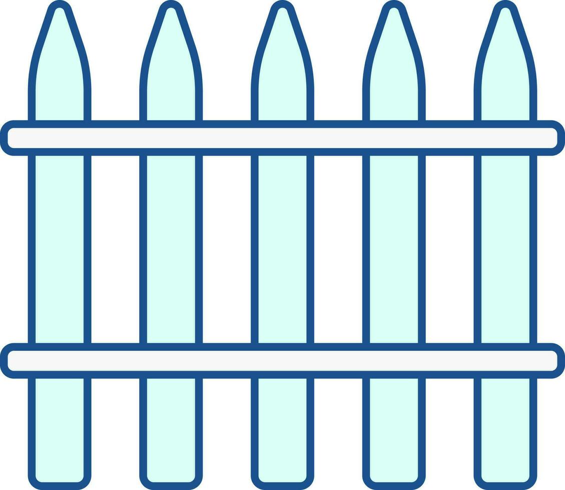 Turquoise Illustration Of Fence Flat Icon. vector