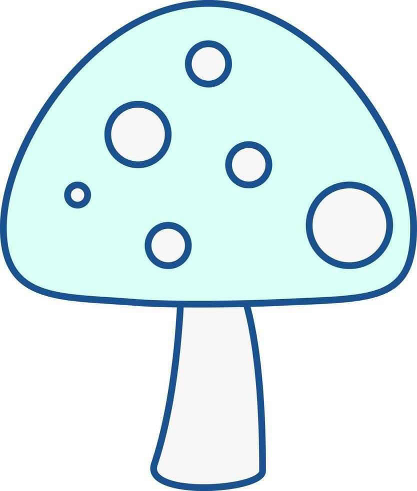 Flat Style Mushroom Turquoise And White Icon. vector