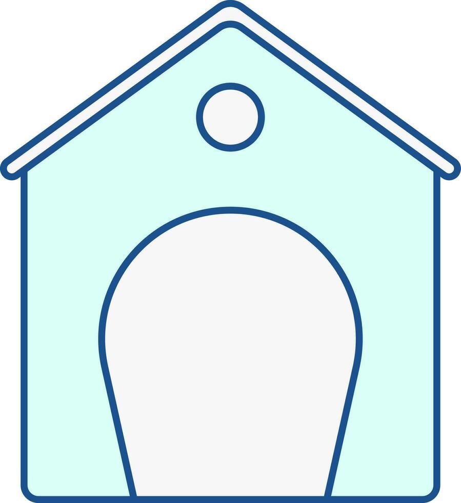 Turquoise Home Icon In Flat Style. vector