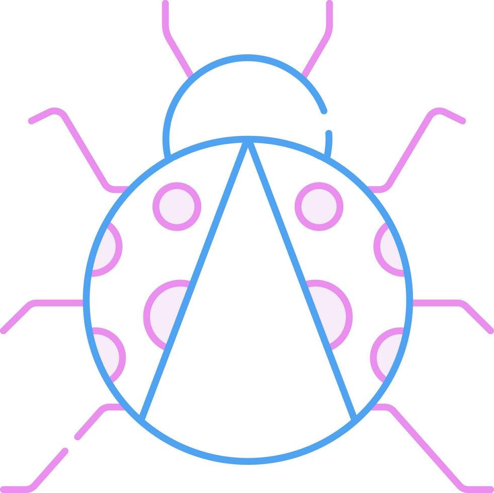 Blue And Pink Thin Line Art Of Ladybug Cartoon Icon. vector