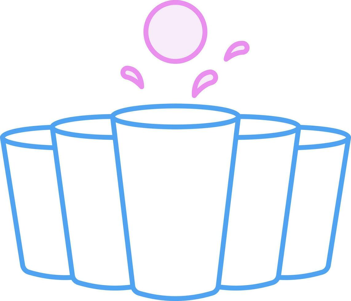 Blue And Pink Line Art Beer pong Icon Or Symbol. vector