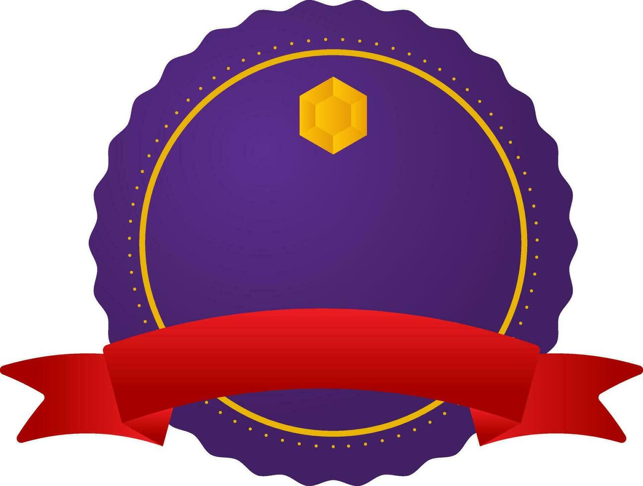Empty Round Badge Or Label With Ribbon In Purple And Red Color. vector