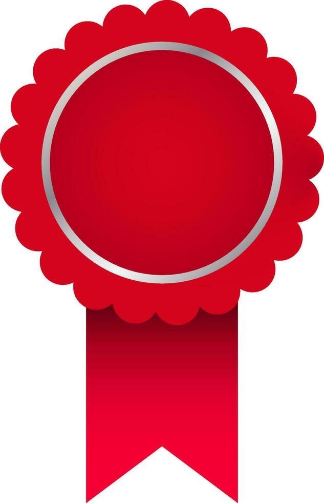 Paper Badge Element In Red And Silver Color. vector