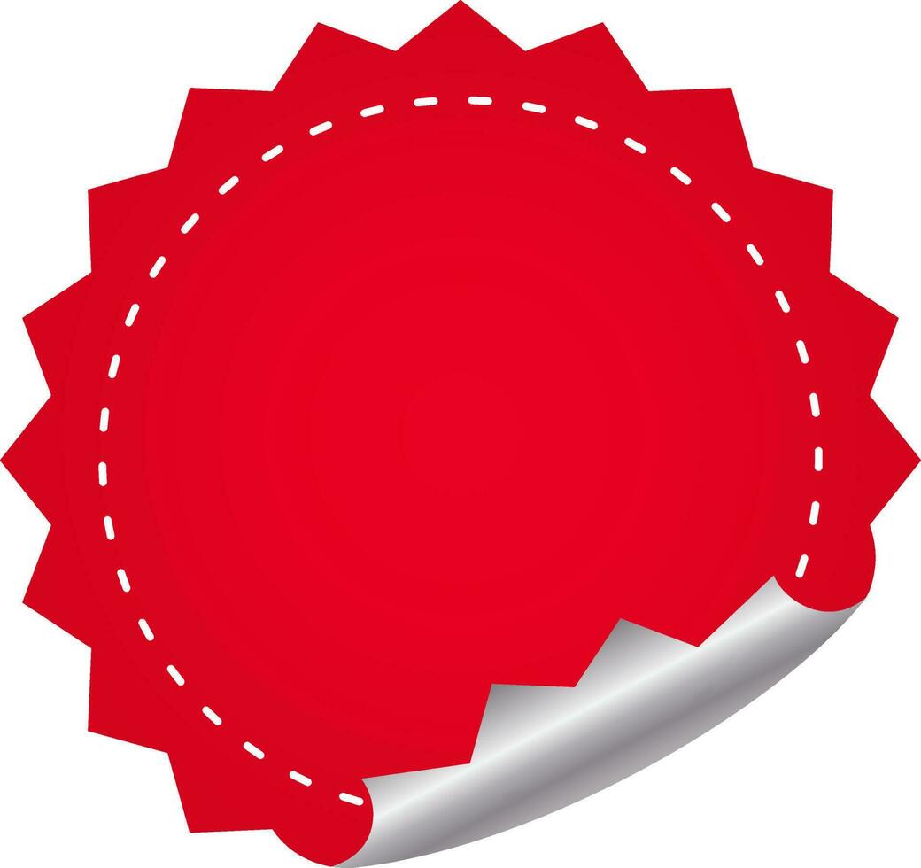 Red Empty Round Curl Label Or Tag On White Background. vector