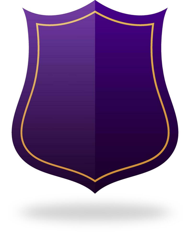 Empty Shield Label, Frame Element In Purple Color. vector