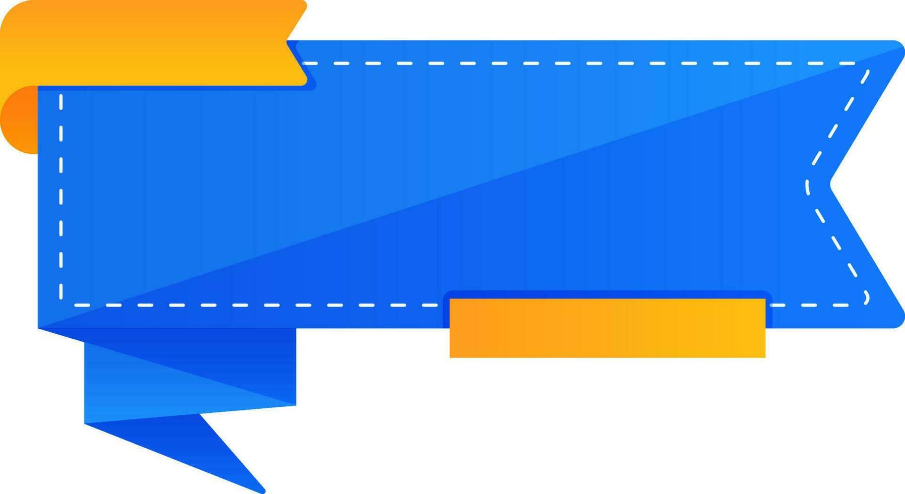 Empty Paper Ribbon, Label Element In Blue And Chrome Yellow Color. vector