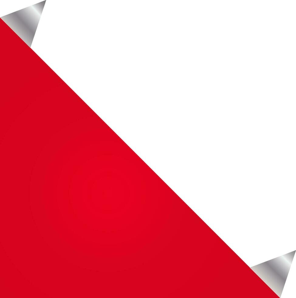 Blank Curl Paper Label Triangle Shape In Red And Silver Color. vector