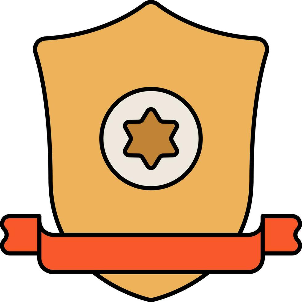 Star Shield With Blank Ribbon Icon In Orange Color. vector