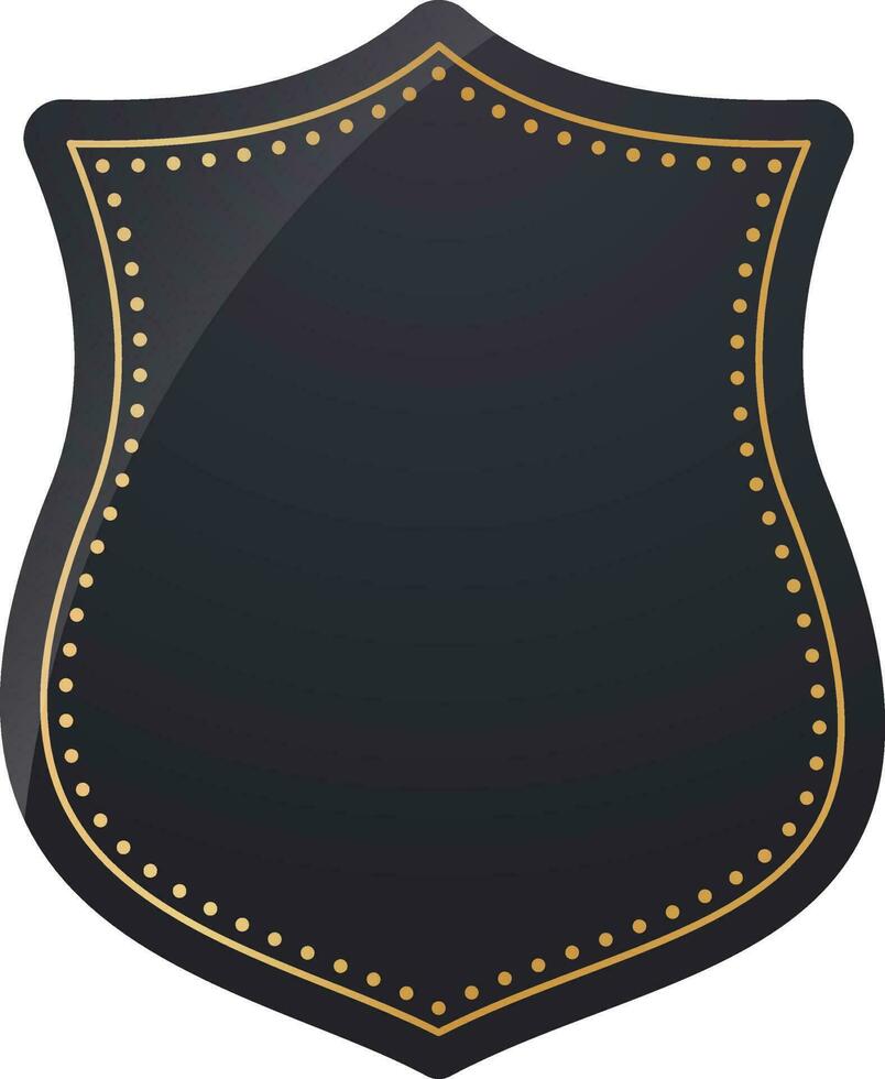 Black Blank Shield Label, Frame Element On White Background. vector
