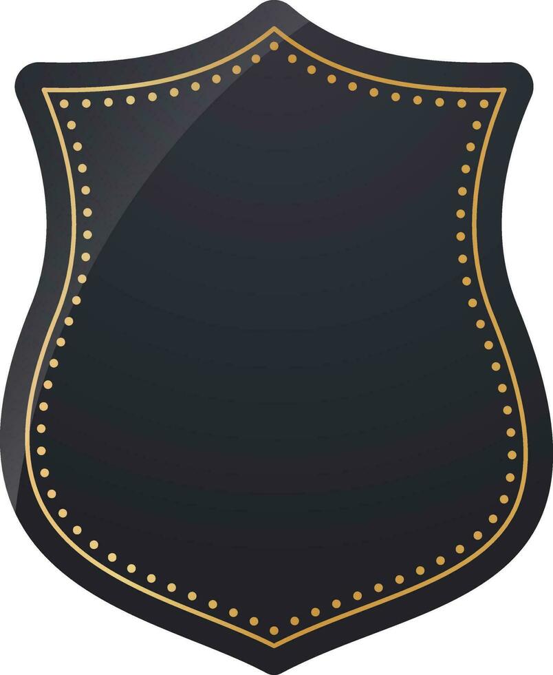 Black Blank Shield Label, Frame Element On White Background. vector