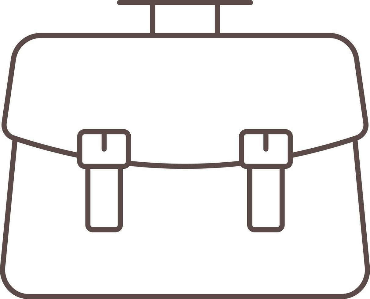 Isolated Office Bag Icon In Brown Outline. vector