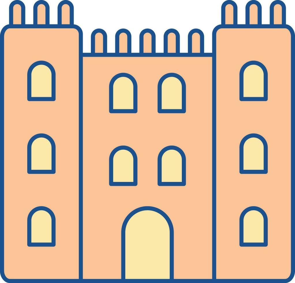 Orange And Yellow Castle Icon Or Symbol. vector