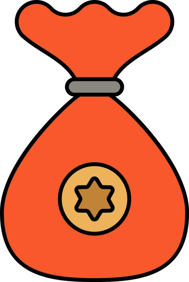 Star Symbol Sack Icon In Orange Color. vector