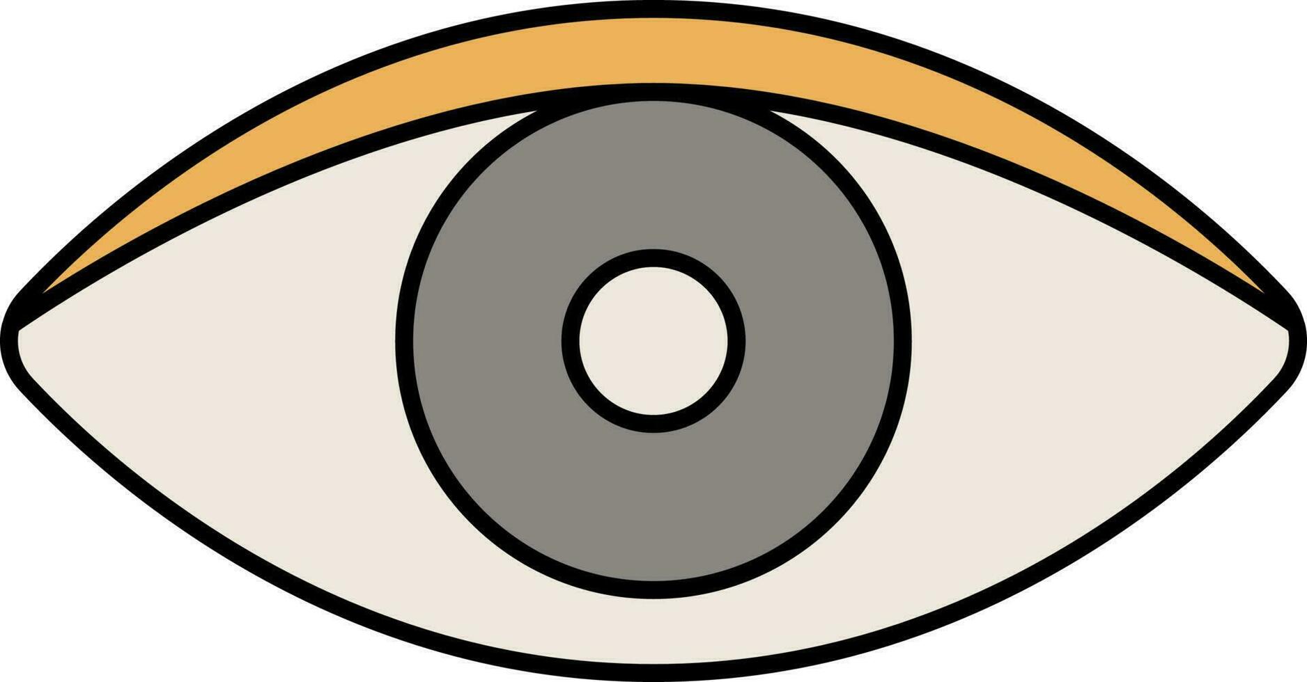 Flat Style Eye Grey And Yellow Icon. vector