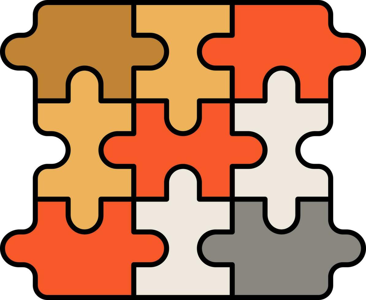 Colorful Jigsaw Puzzle Icon In Flat Style. vector