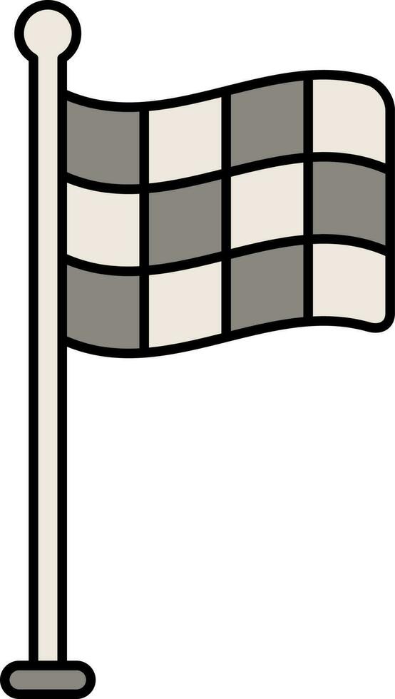 Waving Checkered Flag Flat Icon In Grey And White Color. vector
