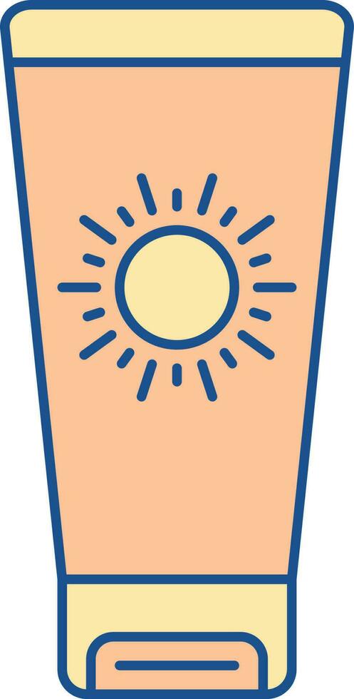 Isolated Sunscreen Tube Flat Icon In Orange And Yellow Color. vector