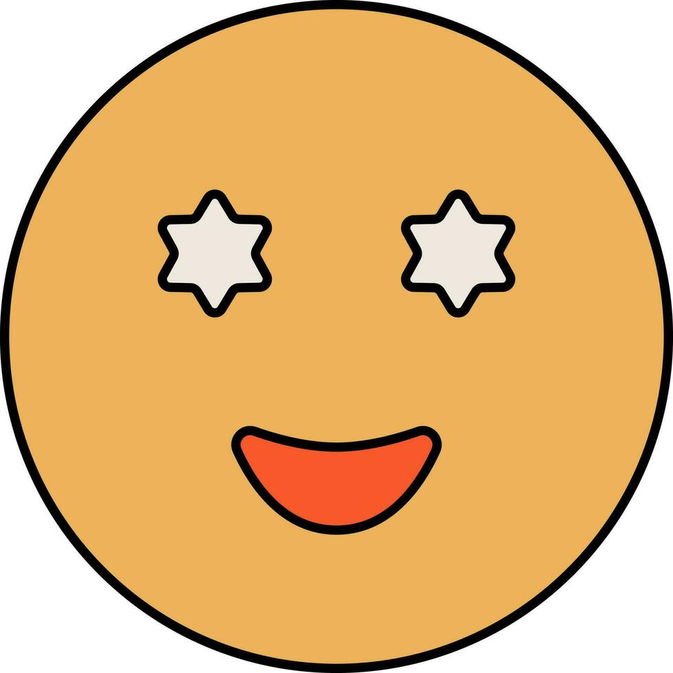 Star Eyes Emoji Cartoon Face Orange And White Icon. vector