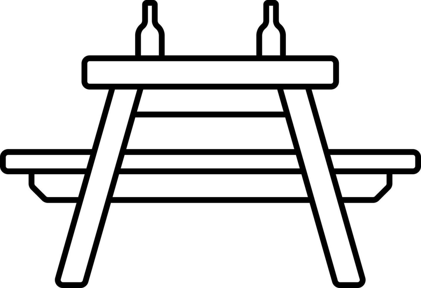 Two Alcoholic Bottle On Table Black Linear Icon. vector