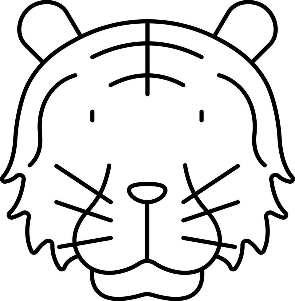 negro línea Arte ilustración de Tigre cara icono. vector