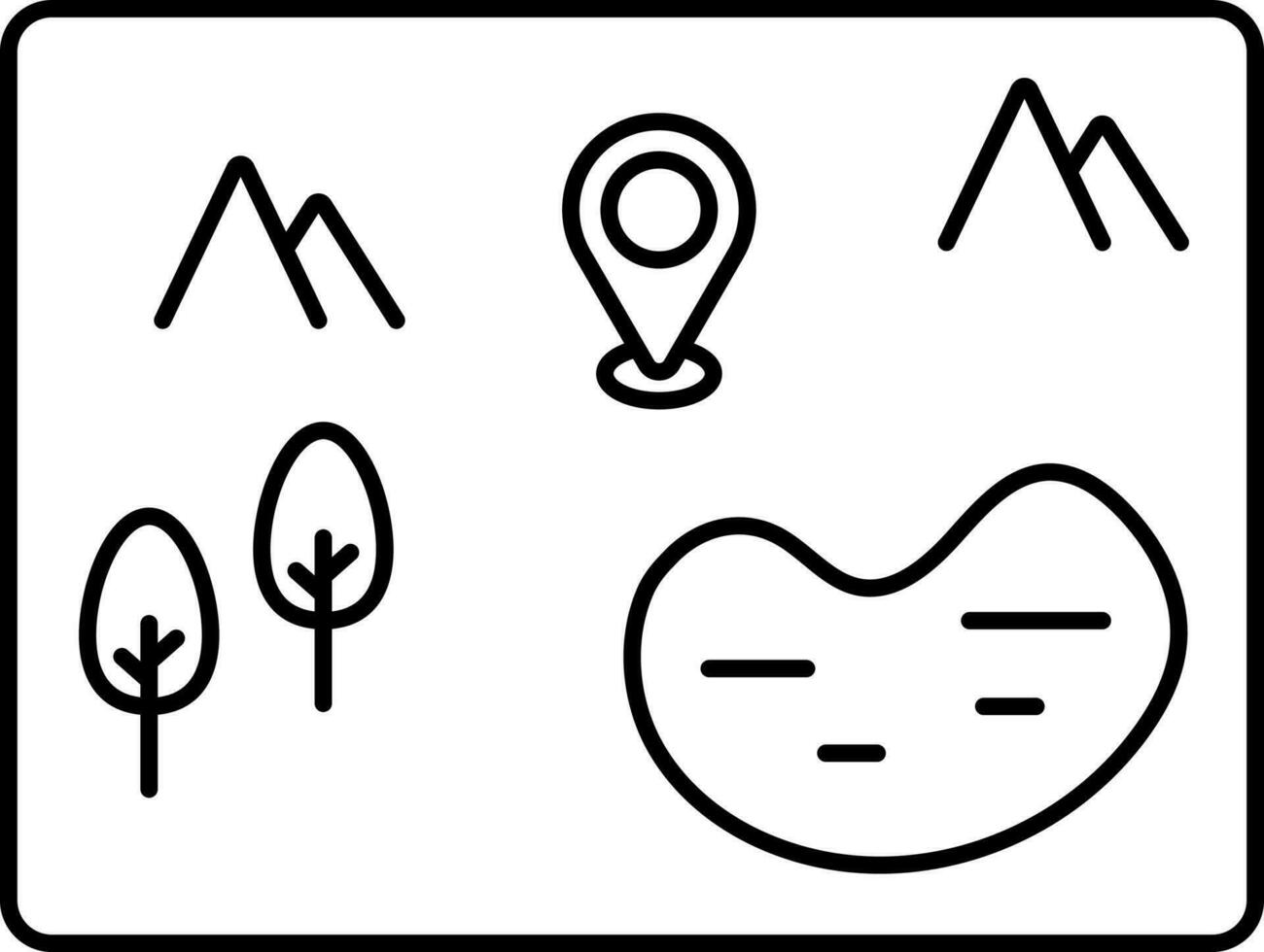Forest Location Display Icon In Black Thin Line Art. vector