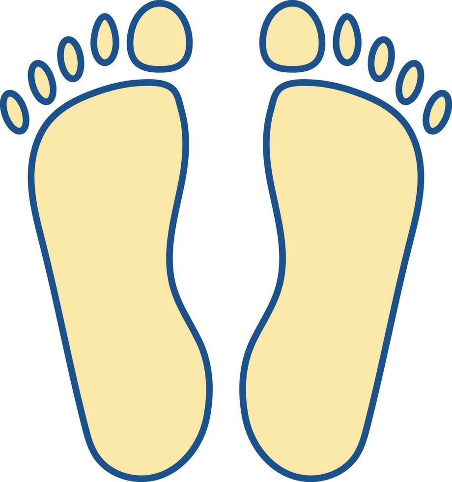 Yellow Barefoot Mark Icon Or Symbol. vector