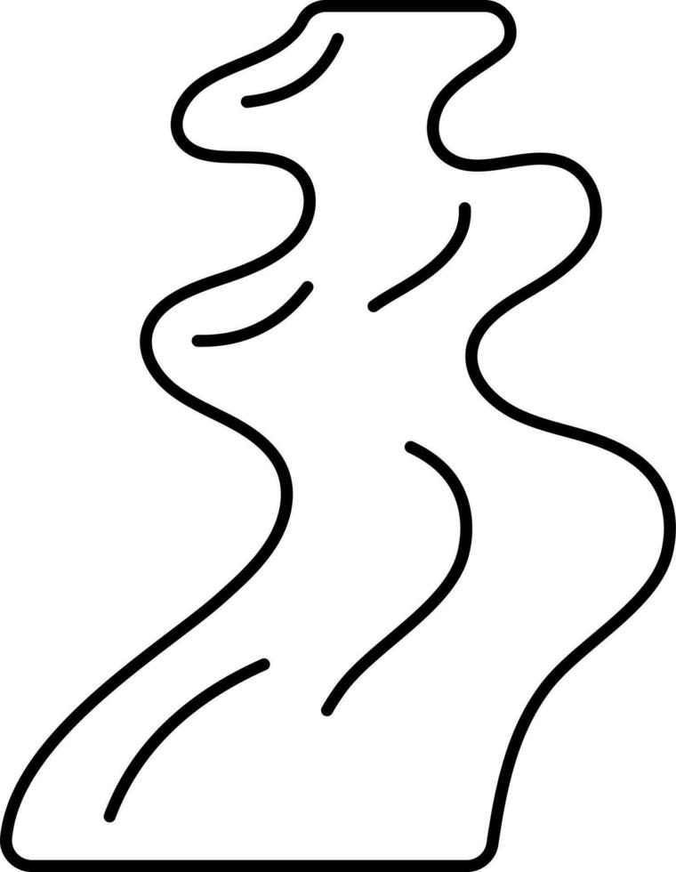 Black Outline Illustration Of River Icon. vector