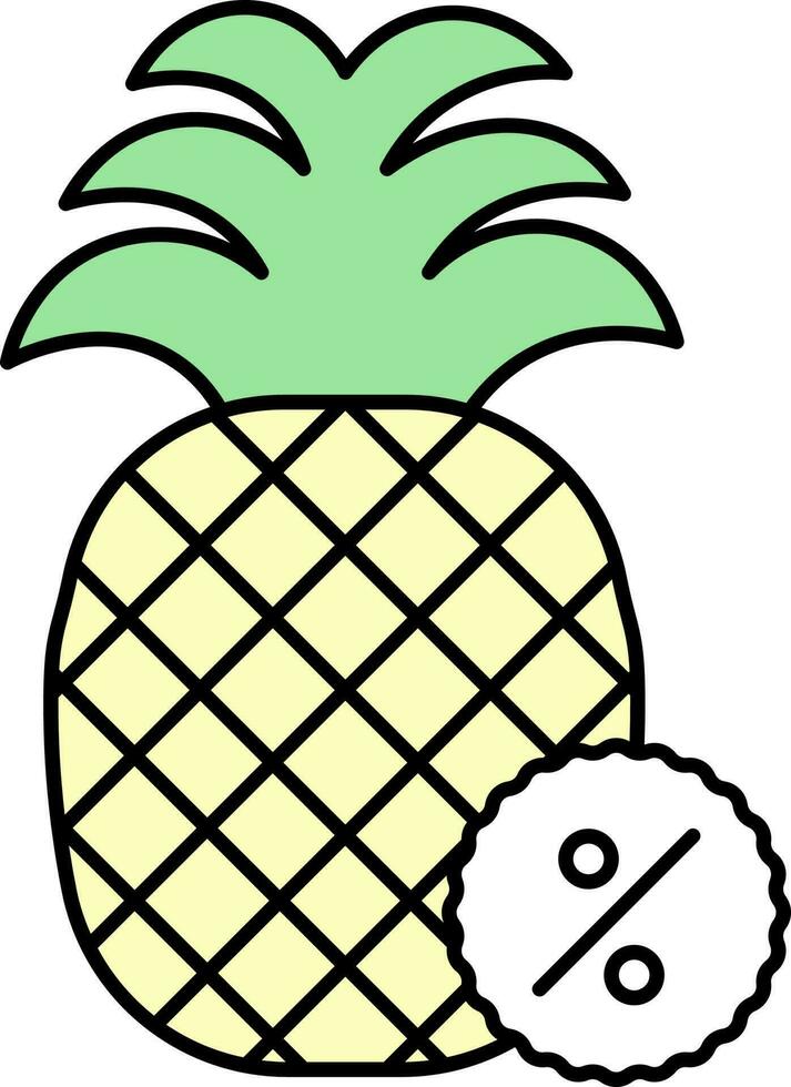 Discount For Pineapple Yellow And Green Icon Or Symbol. vector