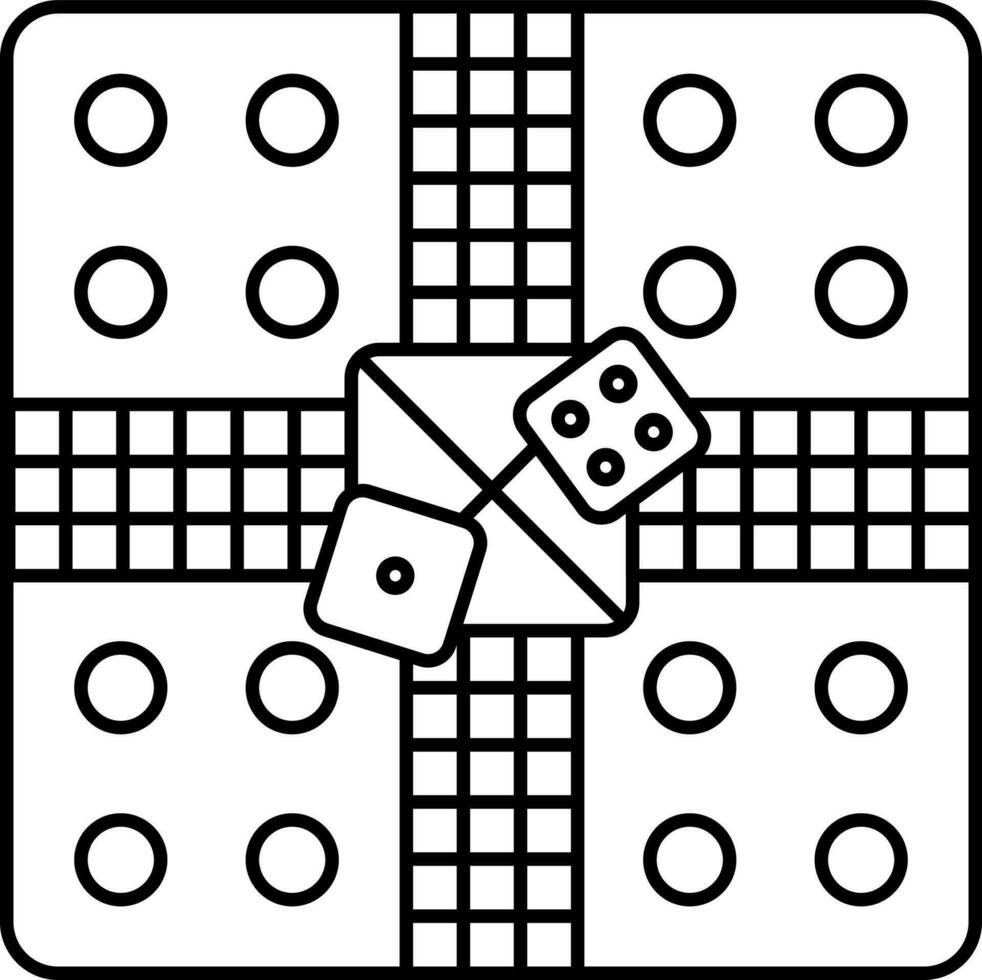 negro línea Arte ilustración de ludo icono. vector