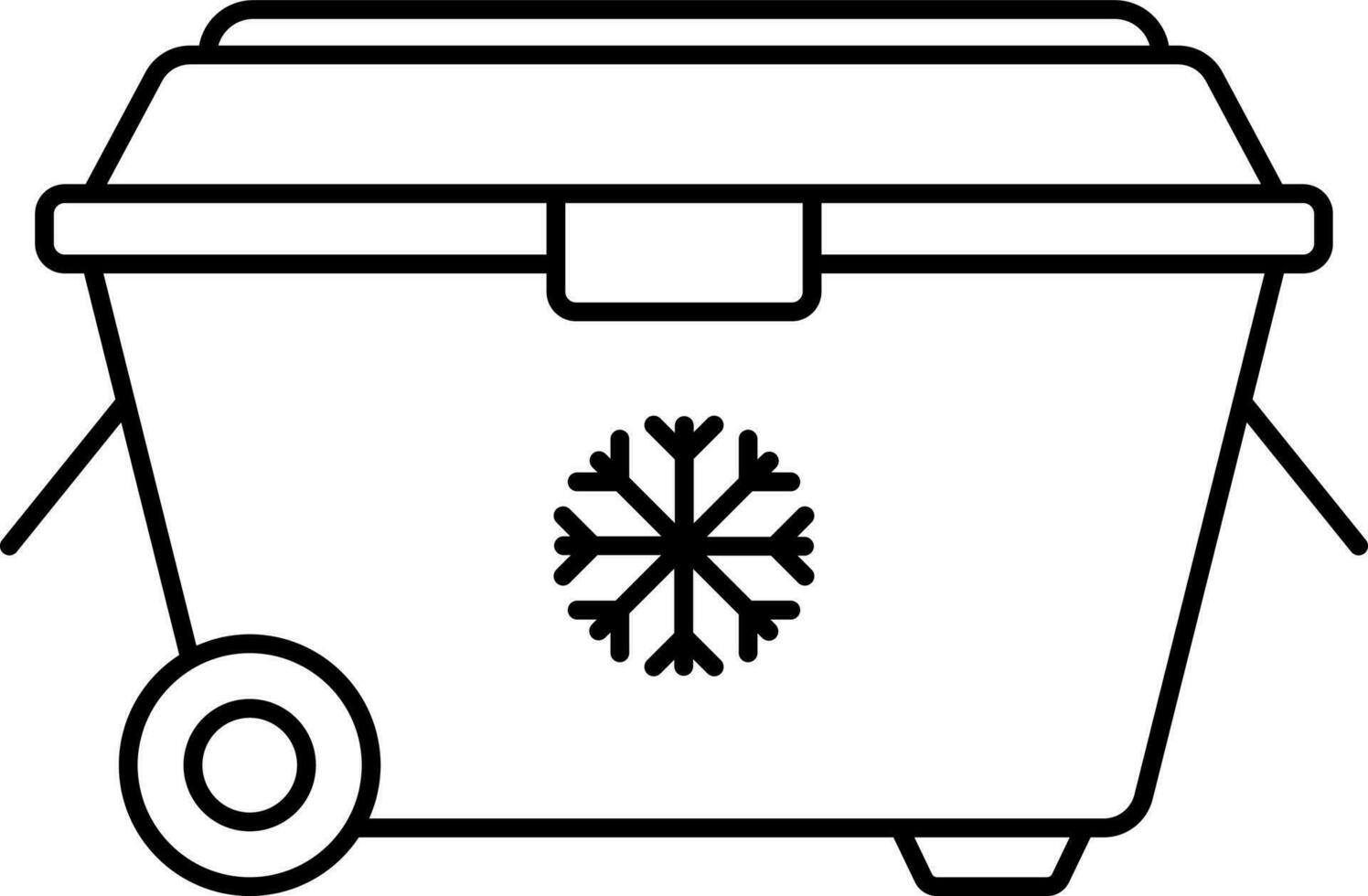 wheeled Ice Box Icon In Black Stroke. vector