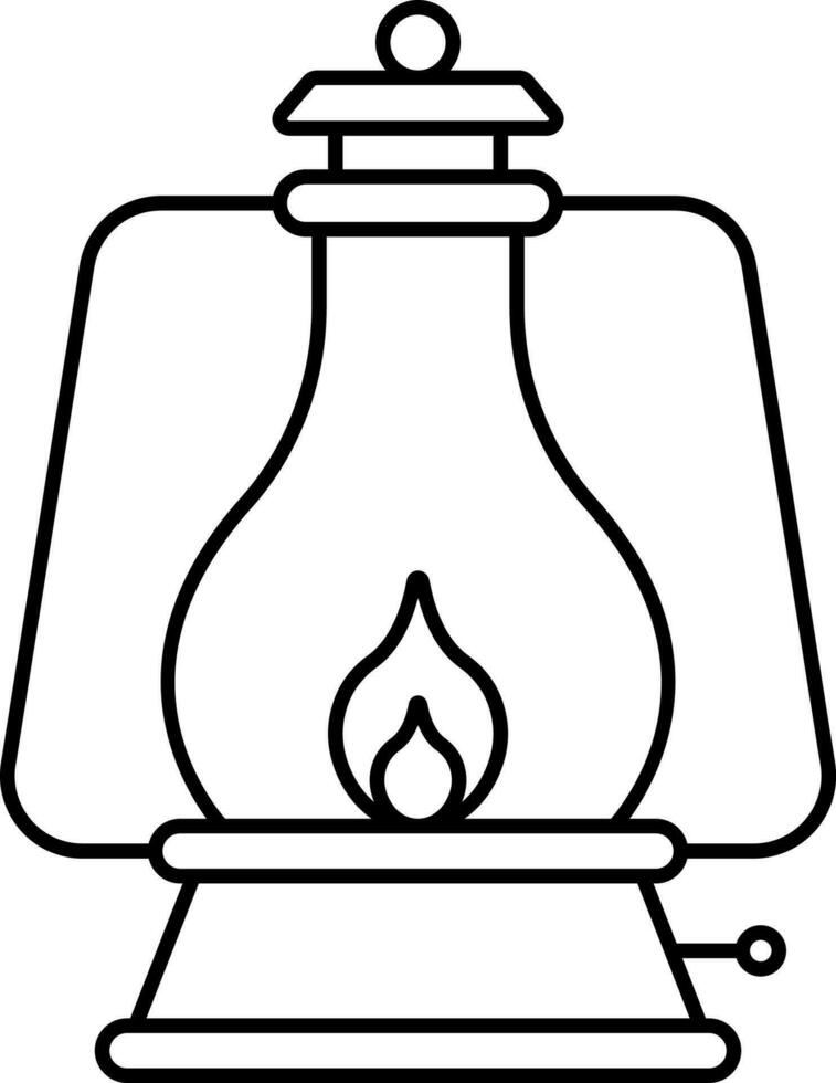 Retro Oil Lantern Black Line art Icon. vector