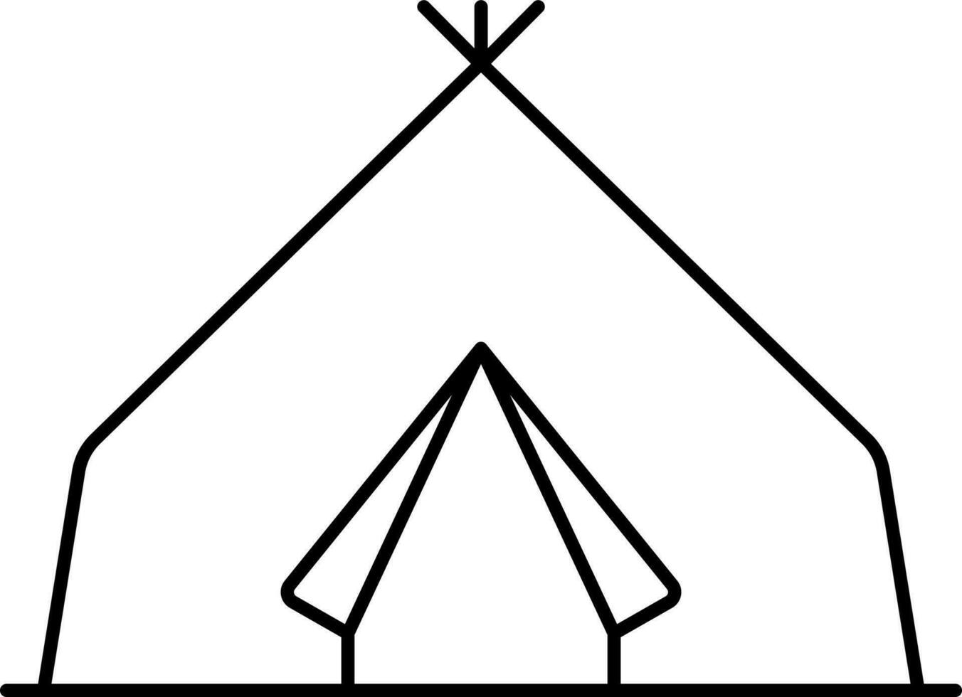 Isolated Tent Icon In Black Line Art. vector