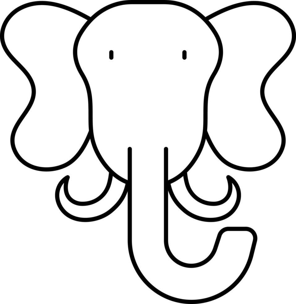 negro línea Arte de elefante cara icono. vector