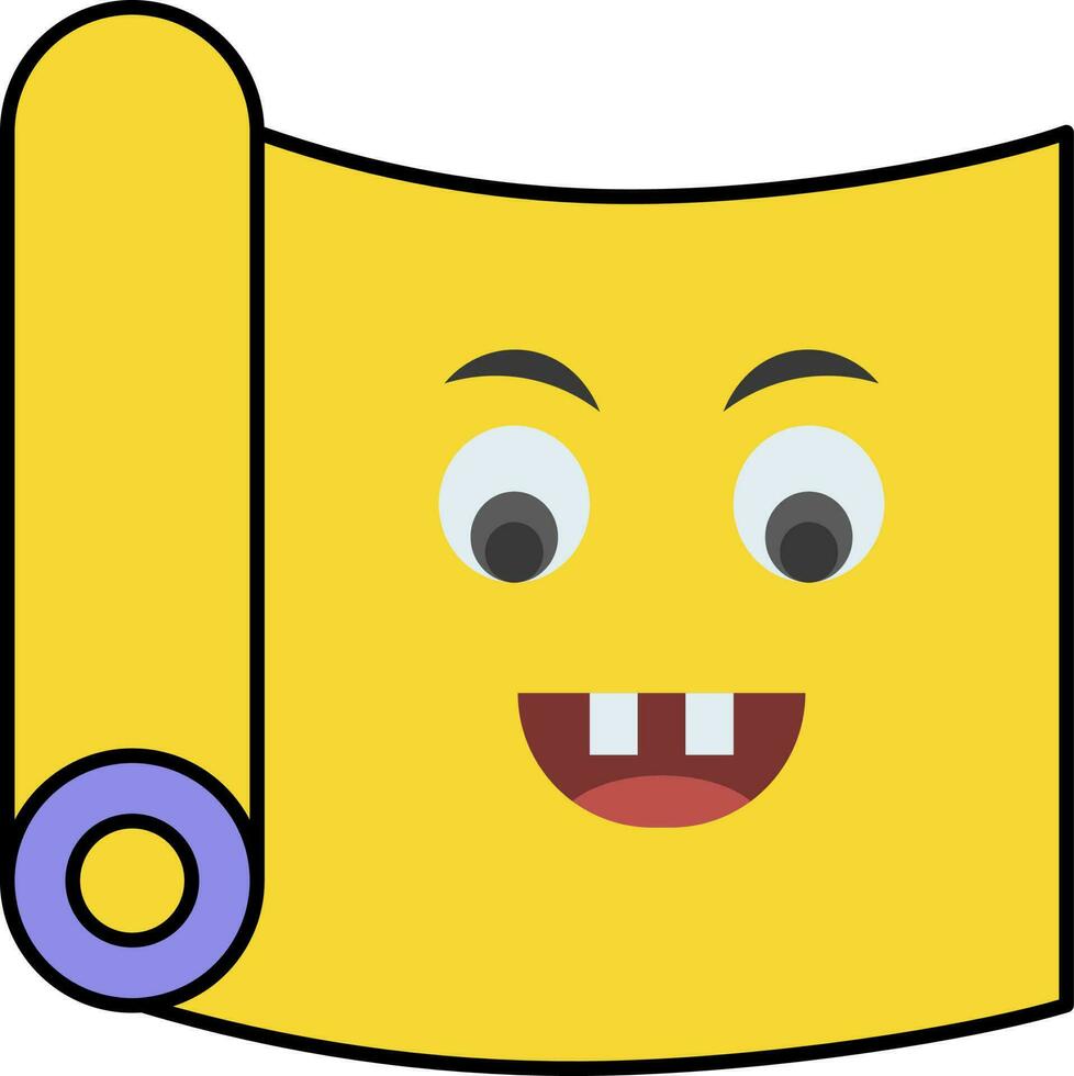 Scroll Funny Mascot Cartoon Paper Icon In Yellow Color. vector