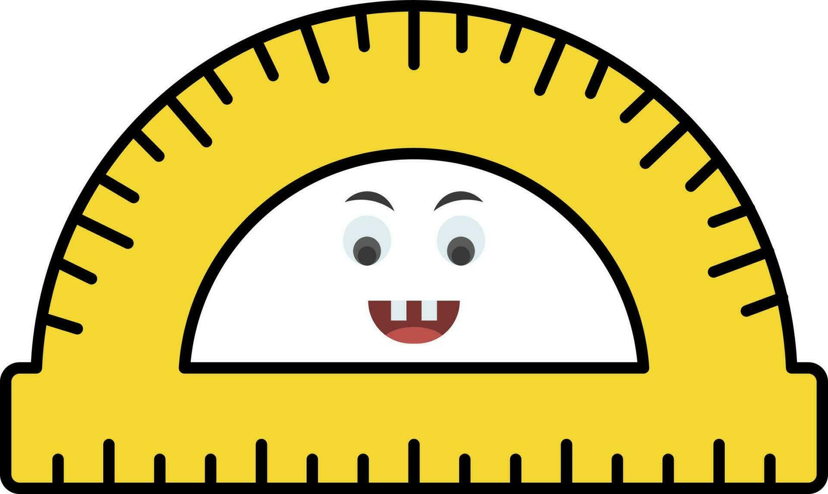 Vector Illustration Of Yellow Protractor Emoticon.