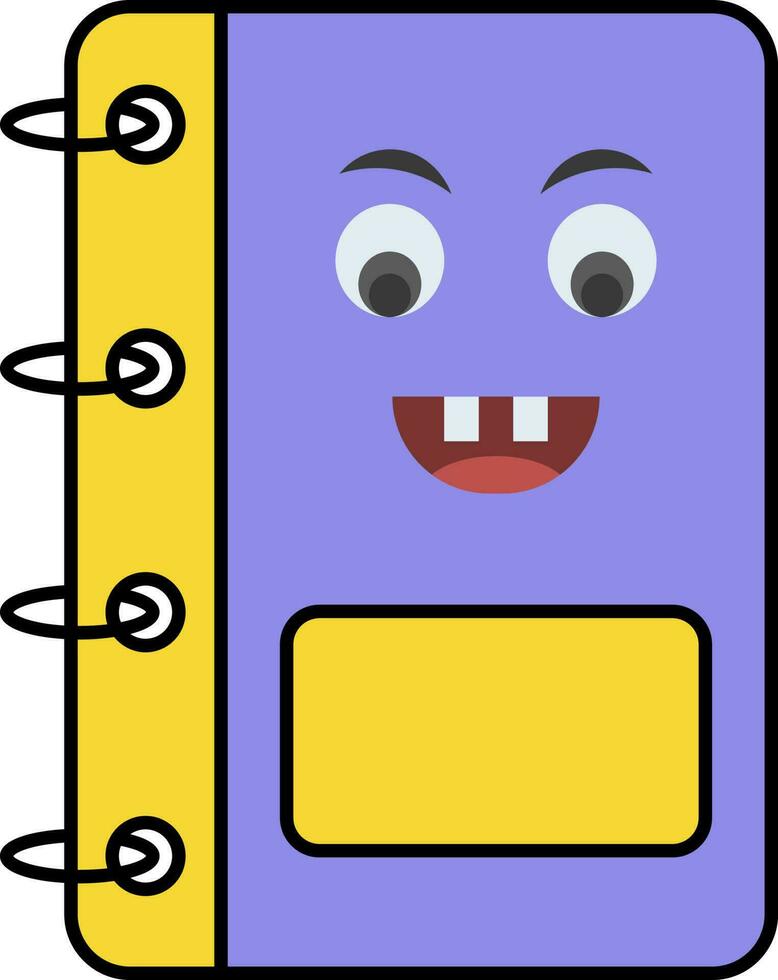 Funny Face Notebook Yellow And Purple Icon In Flat Style. vector