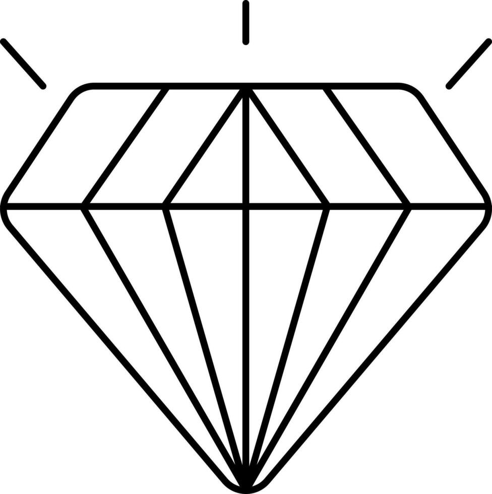aislado diamante Roca icono en negro línea Arte. vector