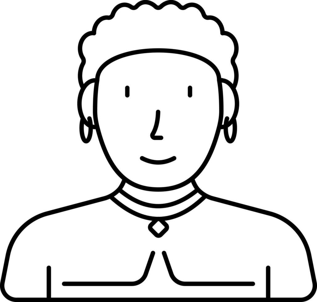 Illustration Of African Man Wearing Tradition Dress Line Art Icon. vector