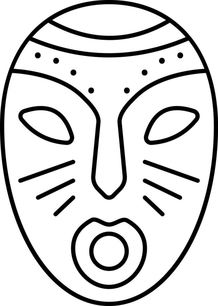 Black Thin Line Art Tribal Mask Icon. vector