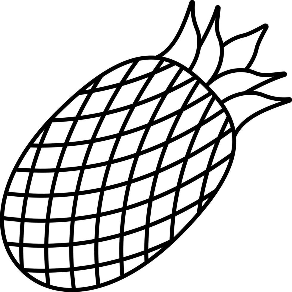 Black Line Art Pineapple Icon Or Symbol. vector