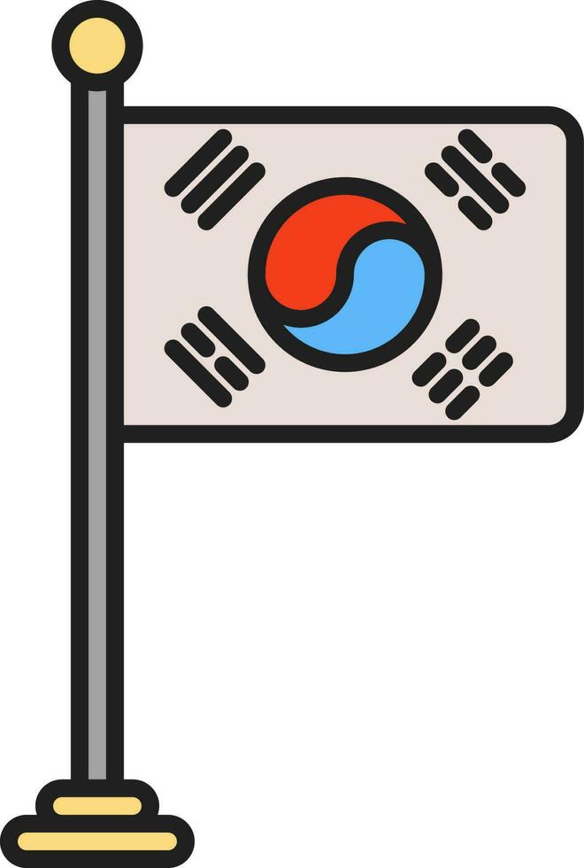 plano estilo sur coreano bandera vistoso icono. vector