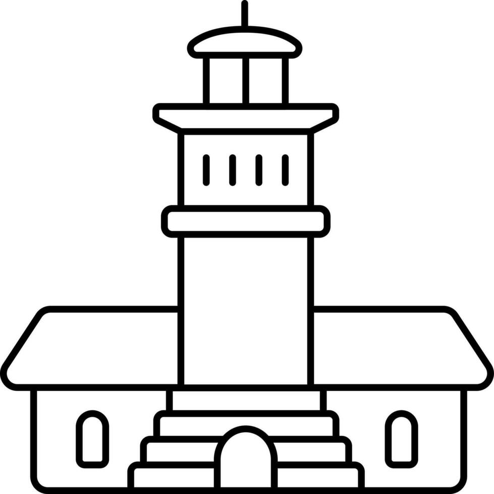 Black Stroke Illustration Of Lighthouse Icon. vector