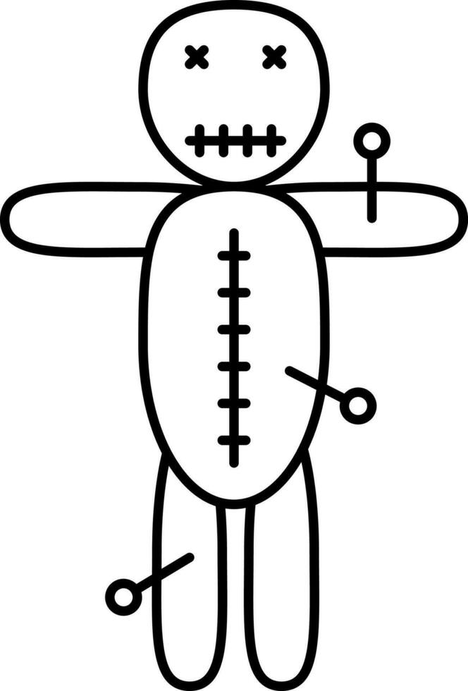 Black Stroke Illustration Of Voodoo Doll Icon. vector