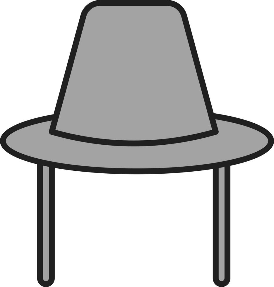 Traditional Korean Hat Icon In Grey Color. vector
